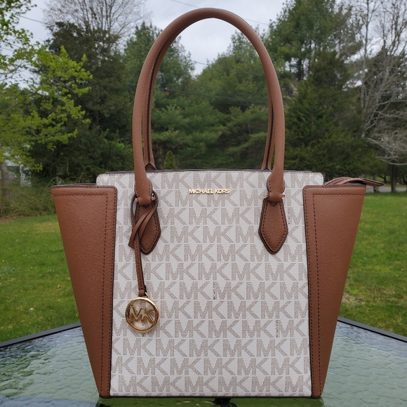 MICHAEL Michael Kors Handbags - NWT Michael Kors Large Ayden Satchel in Vanilla and luggage.